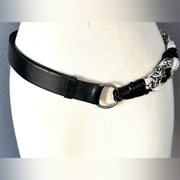 Chico's Womens Genuine Leather Adjustable Waist Silver, White, Black Belt M/L - Picture 5 of 12